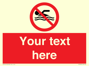 Custom No swimming prohibition Sign